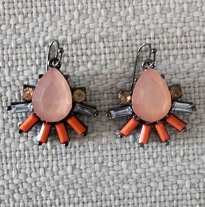 Vera Wang Teardrop Earrings, 80s Vintage, Pinks, Salmon, Peach & Orange